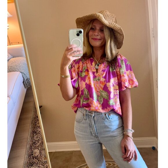 Rachel Roy Magenta Floral Boho Blouse - Picture 1 of 6